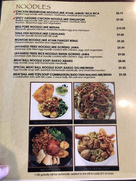 Menu at Java Bistro restaurant, Rancho Cucamonga