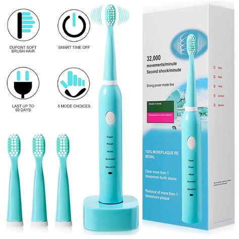 OUTAD Whitening Smart Sonic Electric Toothbrush with Timer, 5 Modes ...