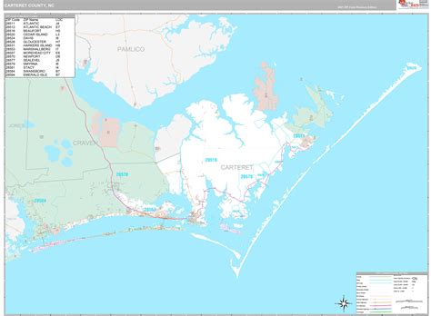 Carteret County, NC Wall Map Premium Style by MarketMAPS - MapSales