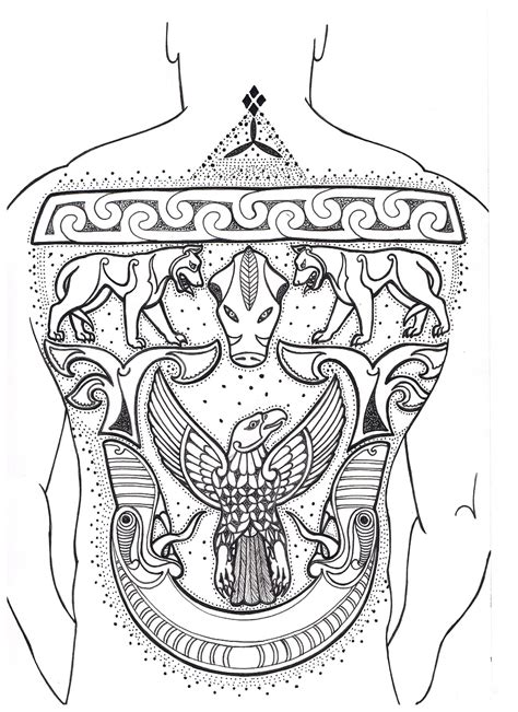 Pictish back tattoo (Crechad). Celtic Tattoos, Viking Tattoos, Shaman Symbols, Tattoo Flash Art ...