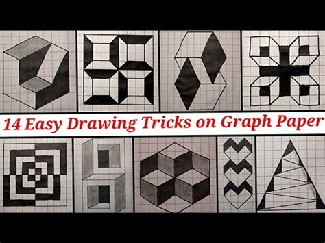 14 Easy Drawing Tricks on Graph Paper | #3Ddrawing #Opticalillusions on ...