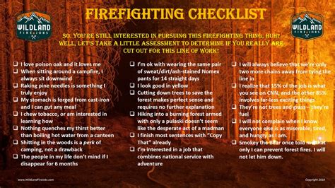 Firefighting Checklist – Wildland Fire Jobs