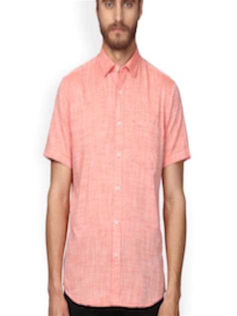 Buy ColorPlus Men Peach Coloured Tailored Fit Solid Casual Shirt - Shirts for Men 4692361 | Myntra