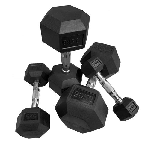 Hex Rubber 2.5kg-25kg Rubber Hex Dumbbells Set V2 - Strength from ...