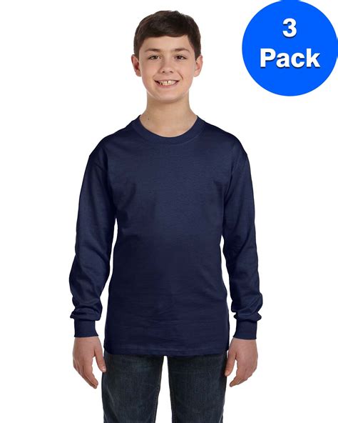 Boys 6.1 oz. Tagless ComfortSoft Long-Sleeve T-Shirt 5546 (3 PACK ...