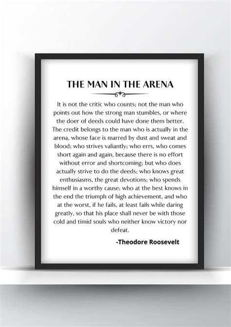 The Man In The Arena Speech by Theodore Roosevelt Poster - Shark Printables