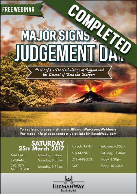 [ENDED] Major Signs of Judgement Day – HikmahWay Institute