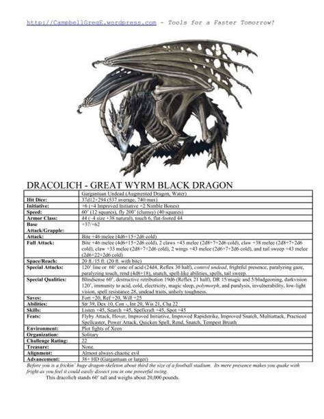 DRACOLICH - GREAT WYRM BLACK DRAGON - Get a Free Blog