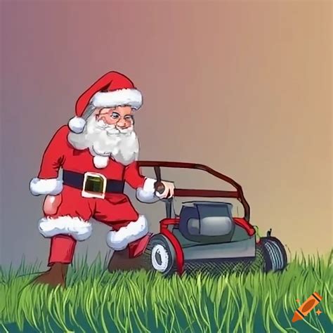 Santa claus mowing the lawn on Craiyon