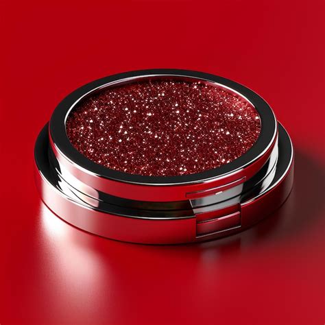 Premium Photo | Red sparkling glitter eyeshadow in round shape