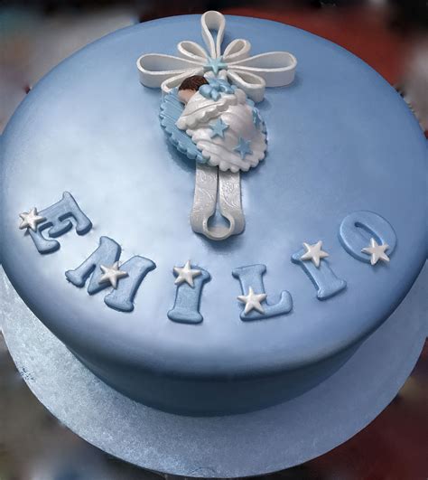 Boy's Christening Cake Pearlised Blue