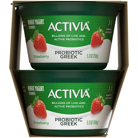 Danon Activia Nonfat Probiotic Strawberry Greek Yogurt , 4 x 5.3 oz — Goisco.com