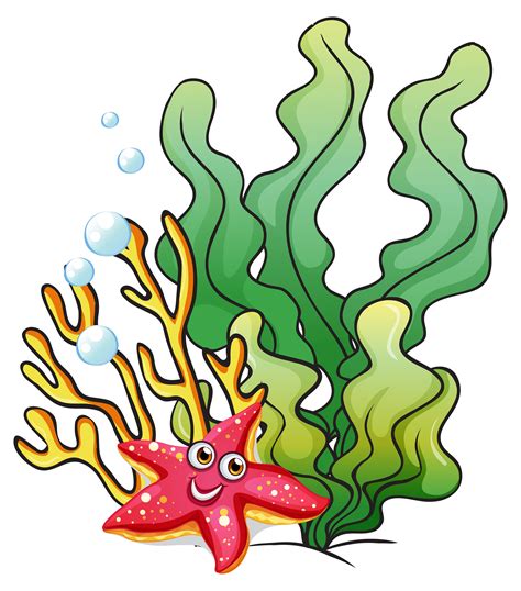 Arrecifes de coral con una estrella de mar sonriente 526064 Vector en Vecteezy