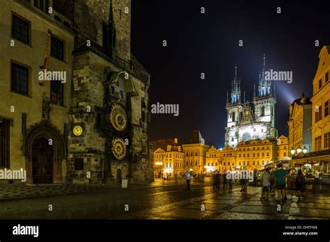 Prague Old Town Square at night Stock Photo - Alamy