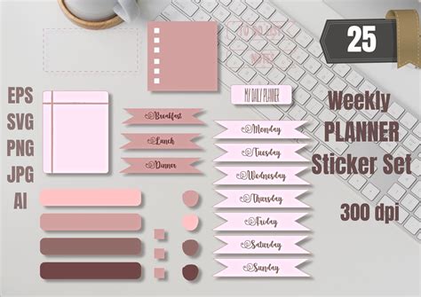 Weekly Planner Sticker Set Graphic by RimzStudio · Creative Fabrica