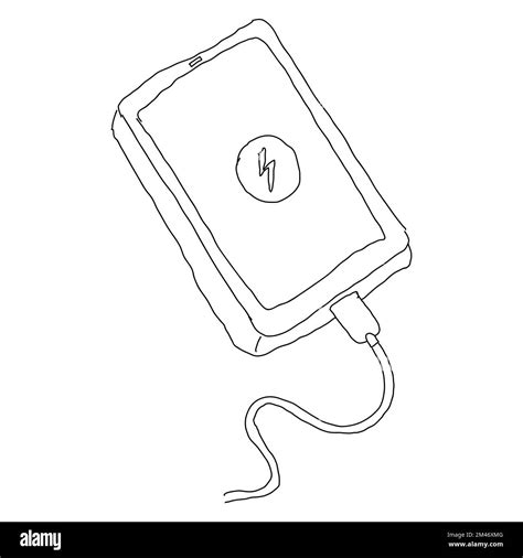 Hand drawn sketch of mobile phone. with charger Stock Vector Image ...