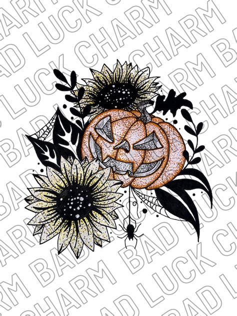 Pumpkin & Sunflowers Tattoo Design - Etsy