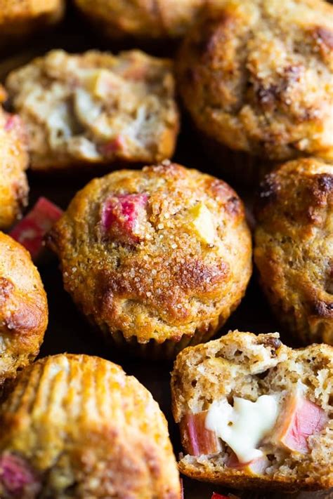 Healthy Cinnamon Rhubarb Muffins | Sweet Peas & Saffron