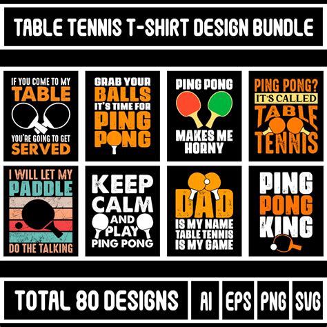 Ping Pong Table Tennis T-shirt Design Bundle - MasterBundles