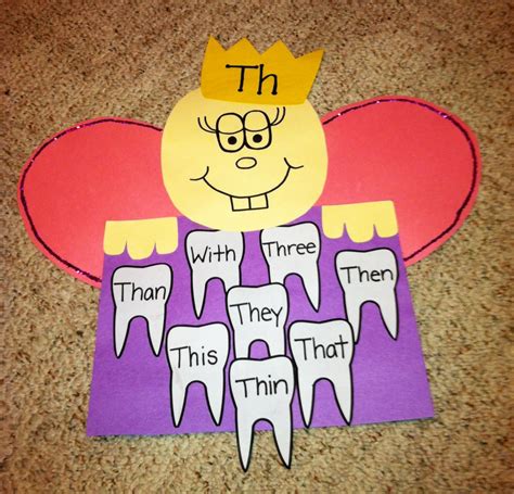 Practicing Th words: Tooth Fairy Craft | Digraphs activities, Jolly phonics, Kindergarten activities