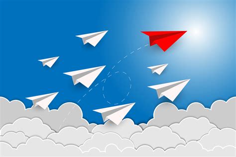 Paper plane are competition to destination up to the sky go to success ...