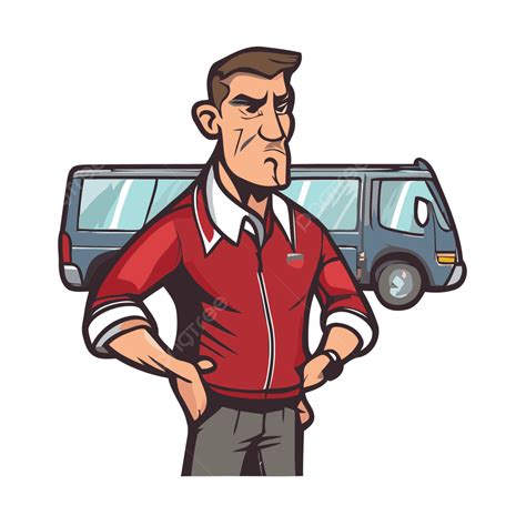 축구 코치 벡터, 스티커 클립 아트 버스를보고 빨간색 만화 남자, 상표, 클립 아트 PNG, 일러스트 및 벡터 에 대한 무료 다운로드 - Pngtree