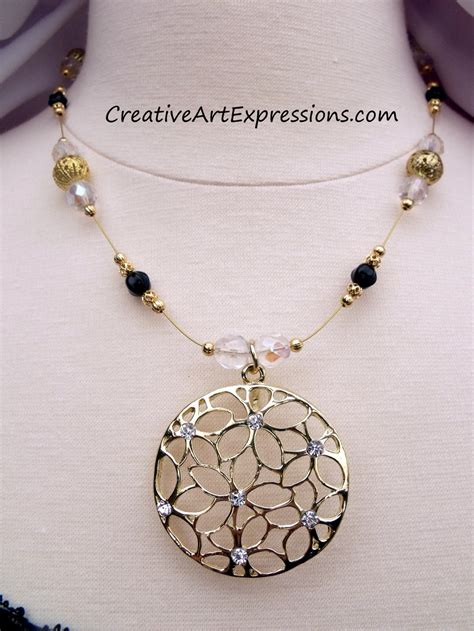 Creative Art Expressions Handmade Gold Black & Crystal Necklace Jewelry Design | Creative Art ...