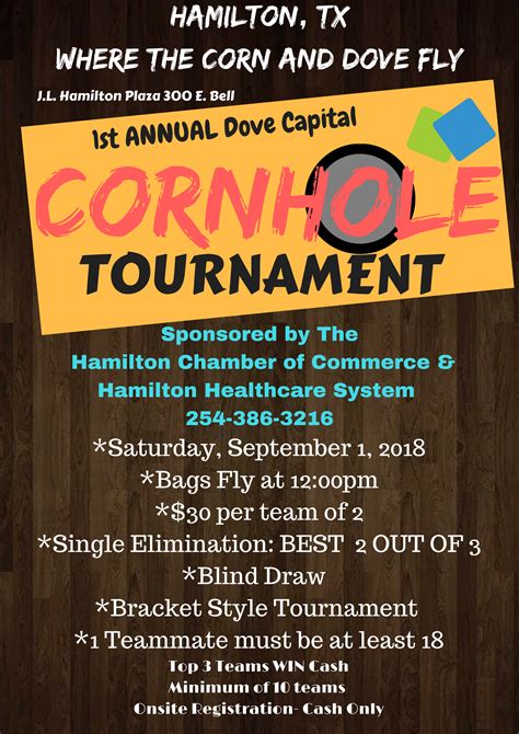 Dove Capital Cornhole Tournament Flyer – Hamilton Texas Chamber of ...