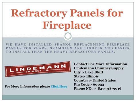 Refractory panels for fireplace