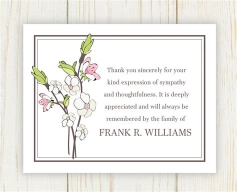 Cherry Blooms Funeral Thank You Card Digital file sympathy