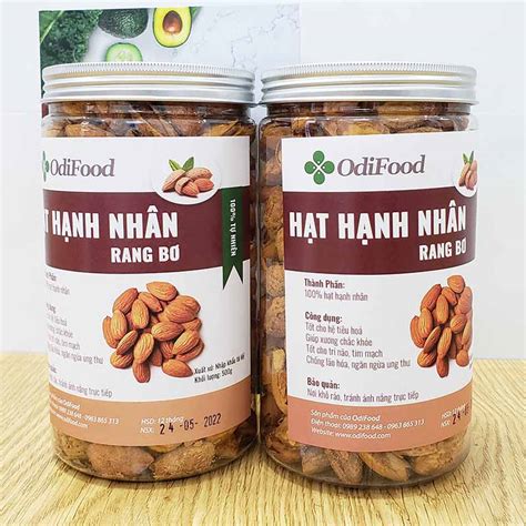 Hạt Hạnh Nhân Rang Bơ OdiFood - 1kg (2 hộp 500g)