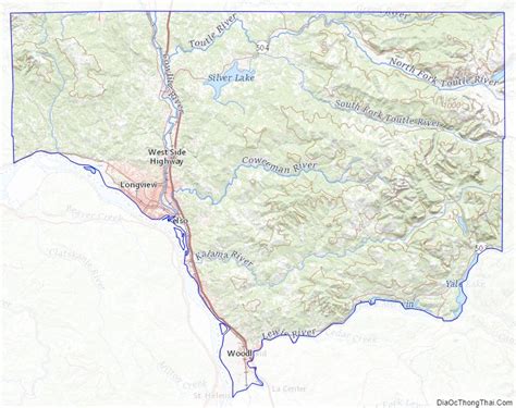 Map of Cowlitz County, Washington - Thong Thai Real