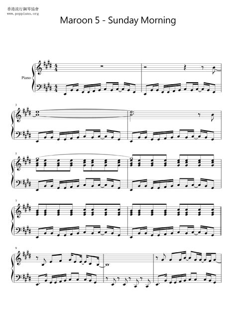 Sunday Morning | Sheet Music | Piano Score Free PDF Download | HK Pop ...