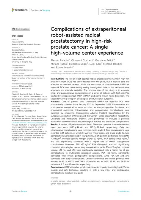 (PDF) Complications of extraperitoneal robot-assisted radical prostatectomy in high-risk ...