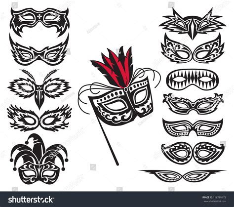 Set Of Isolated Carnival Masks Stock Vector Illustration 116780173 ...