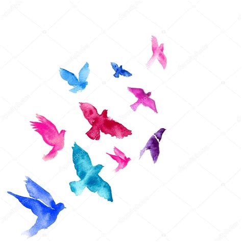 Watercolor Birds Flying