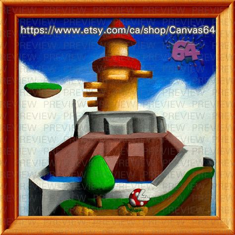 Whomp's Fortress CANVAS PRINT super Mario 64 Painting From Princess Peache's Castle - Etsy