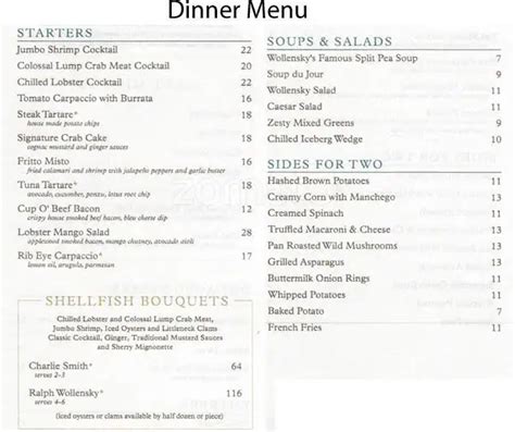 Smith & Wollensky Menu, Menu for Smith & Wollensky, River North, Chicago - Urbanspoon/Zomato