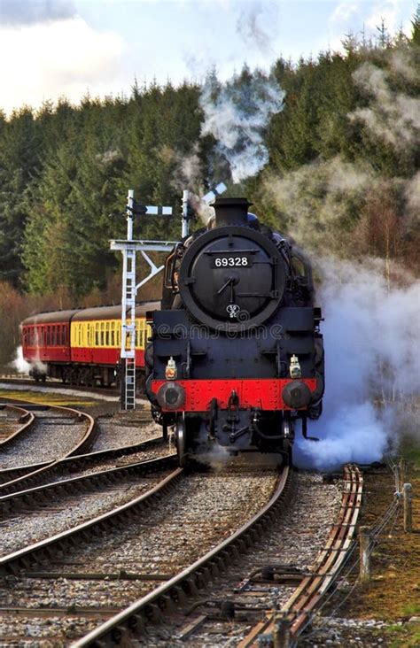 Steam Locomotive and Train, North Yorkshire Railway Stock Image - Image ...