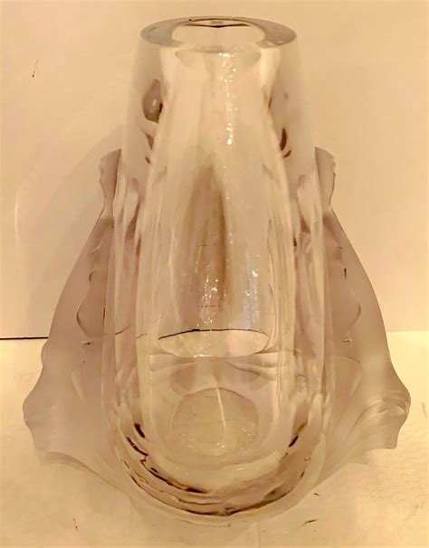 Wonderful Lalique France Art Glass Garance Fish Oval Crystal Vase Centerpiece For Sale at ...