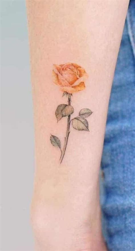 Single Yellow Rose Tattoo