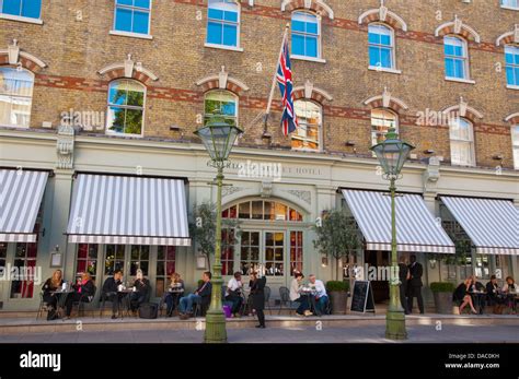 Charlotte Street Hotel terrace bar restaurant exterior Fitzrovia district central London England ...