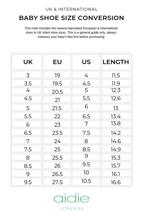 Shoe Size Conversion Chart Kids