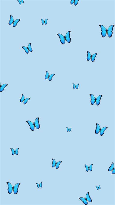 Background Wallpaper Iphone Pastel Blue Butterfly Aesthetic / Simple ...