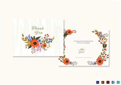 Summer Floral Thank You Card Design Template in Illustrator, InDesign, Word, PSD, Publisher