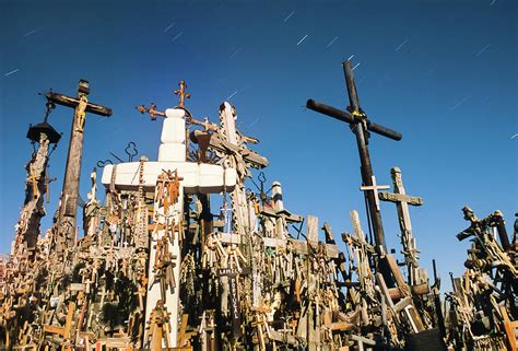 Hill of Crosses at Night Color Photograph by Dan Westfall - Pixels