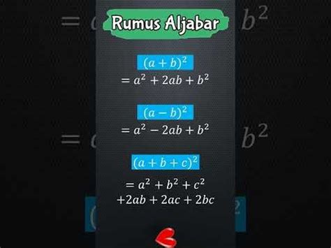 Rumus Aljabar Pangkat Dua Penting Diingat | Youtube