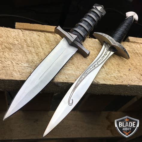 2 PC 11" Dark Assassin Stainless Steel Medieval Short Sword Dagger w/ Sheath SET - MEGAKNIFE ...