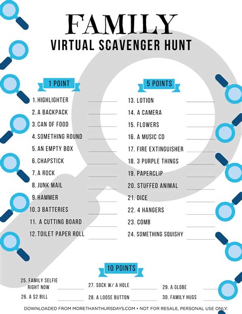 Virtual Scavenger Hunt – Free Printable | More Than Thursdays