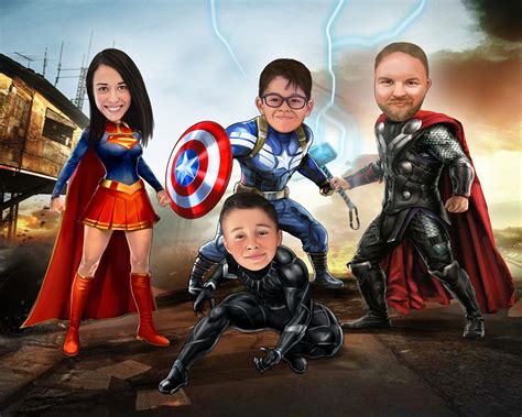 Family Superhero Portrait From Photos ready to Print Digital | Etsy